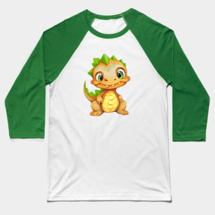 Cute Golden-green Baby Dinosaur Baseball T-Shirt